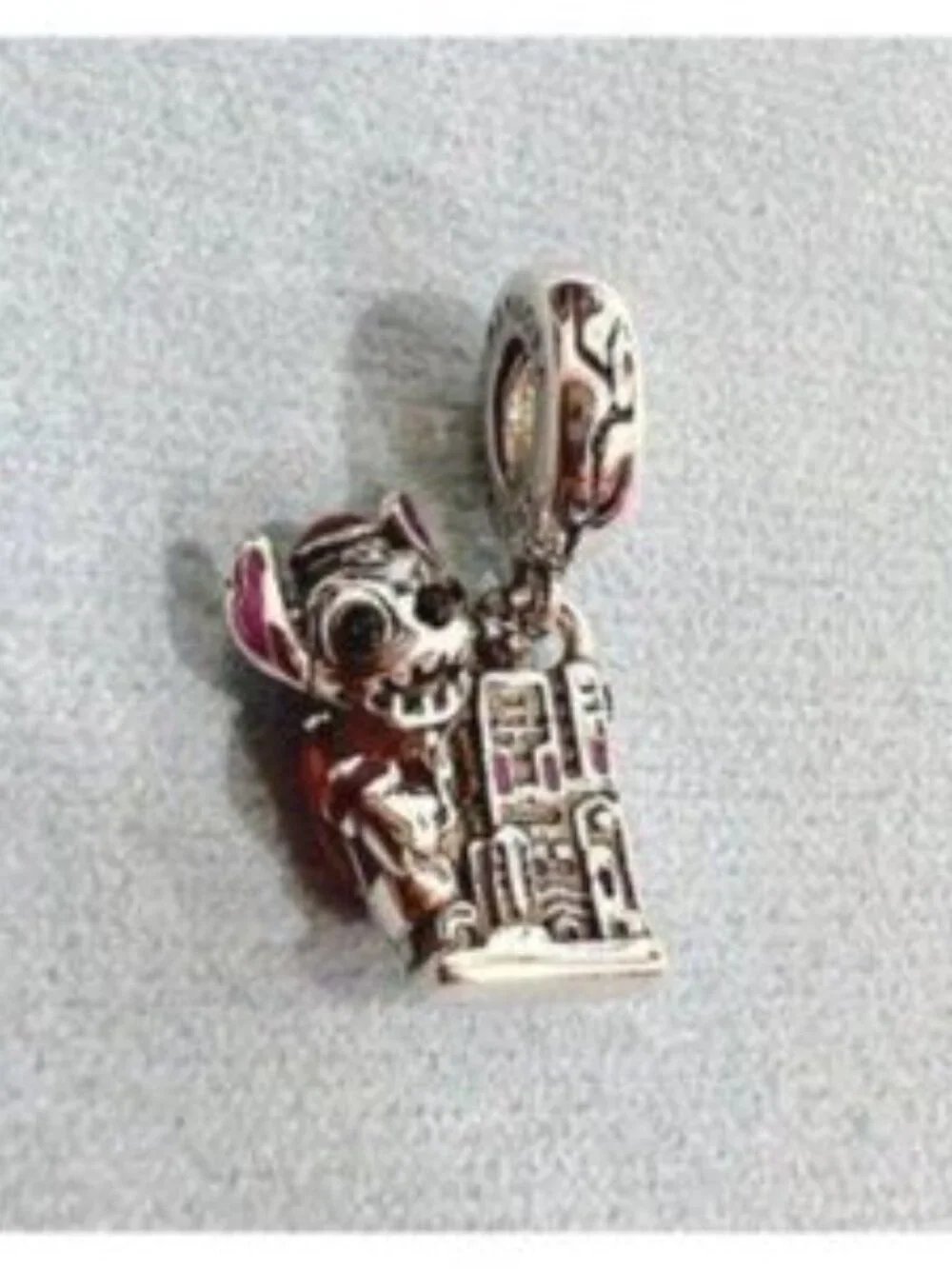 Pandora Silver Charm with Red and Purple Enamel Accents